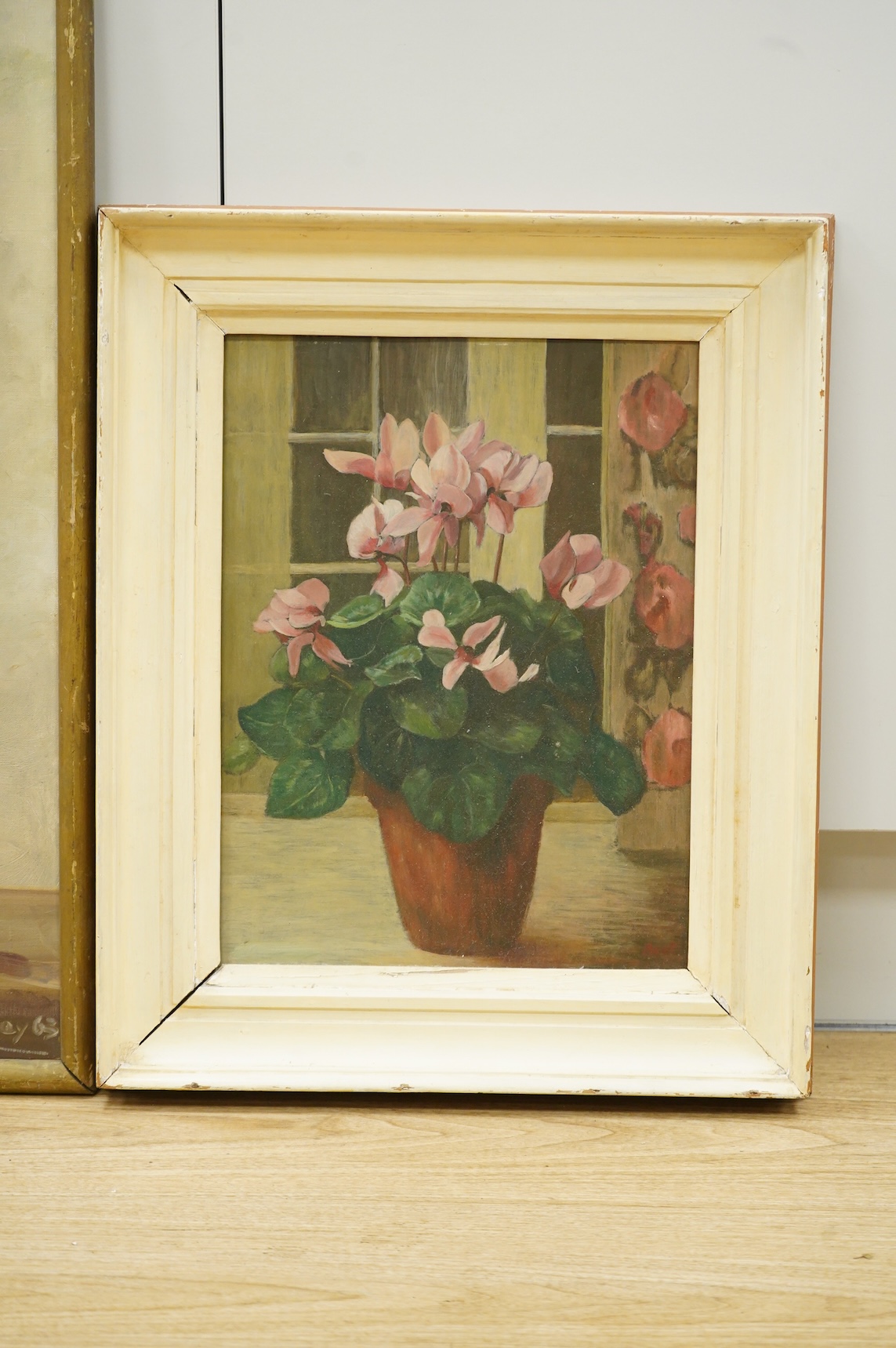 A. Foy, Still life of flowers in a vase, signed and dated '63, mid century oil on canvas, together with a similar still life on board, largest 71 x 48cm